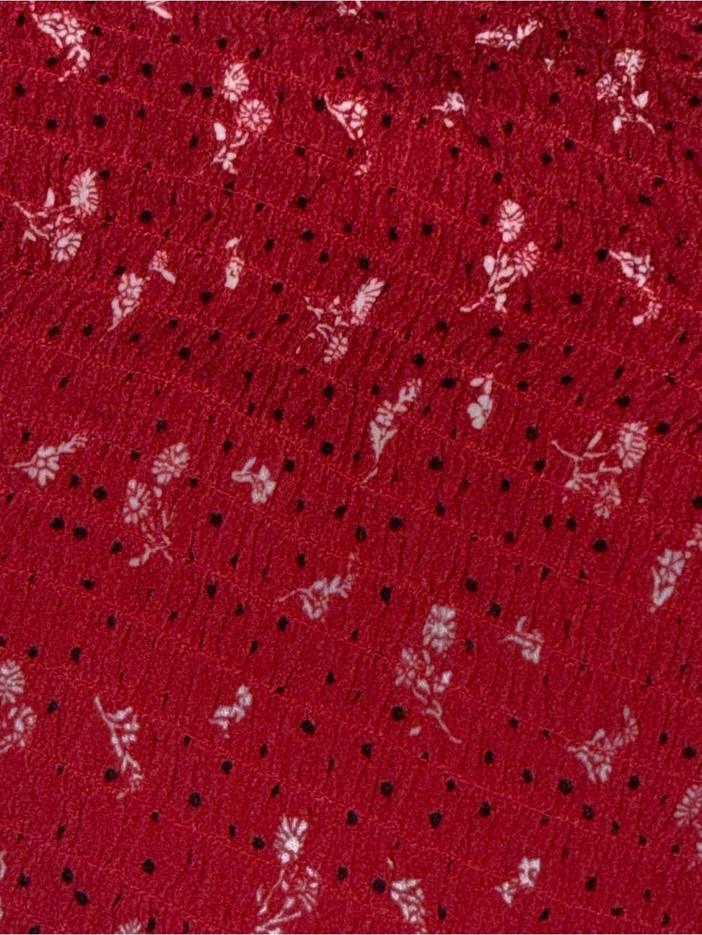 Aeropostale XS Red Floral‎ Smocked Crop Top Long Balloon Sleeve Rayon Boho - Picture 7 of 9